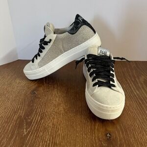 P448 Thea Women Metallic Silver Woven Mesh Platforms Made in Italy Size 38